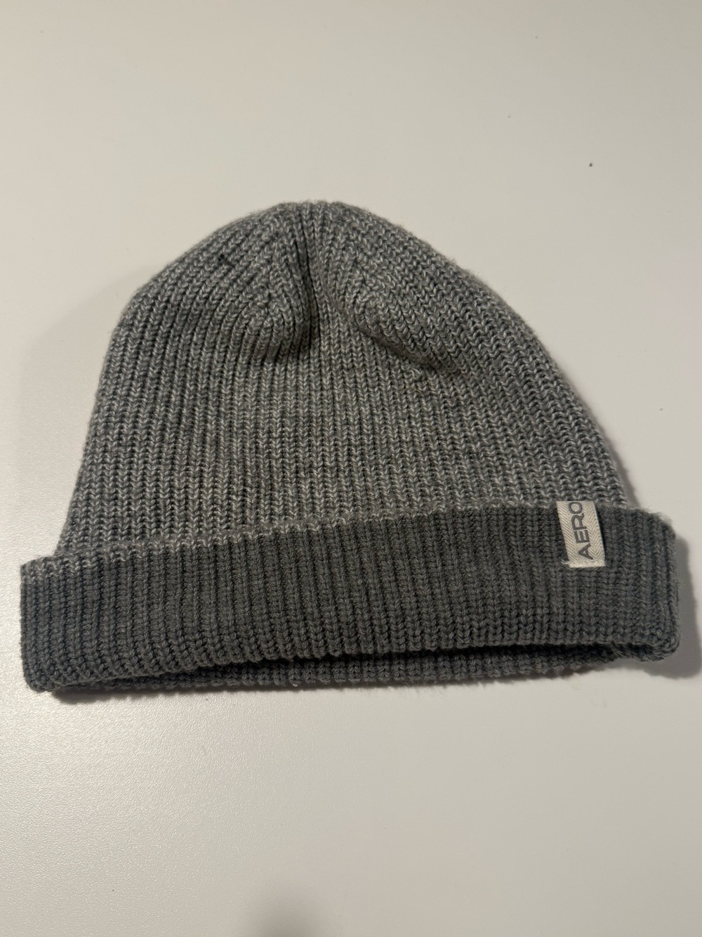 AERO Gray Ribbed Cuffed Beanie